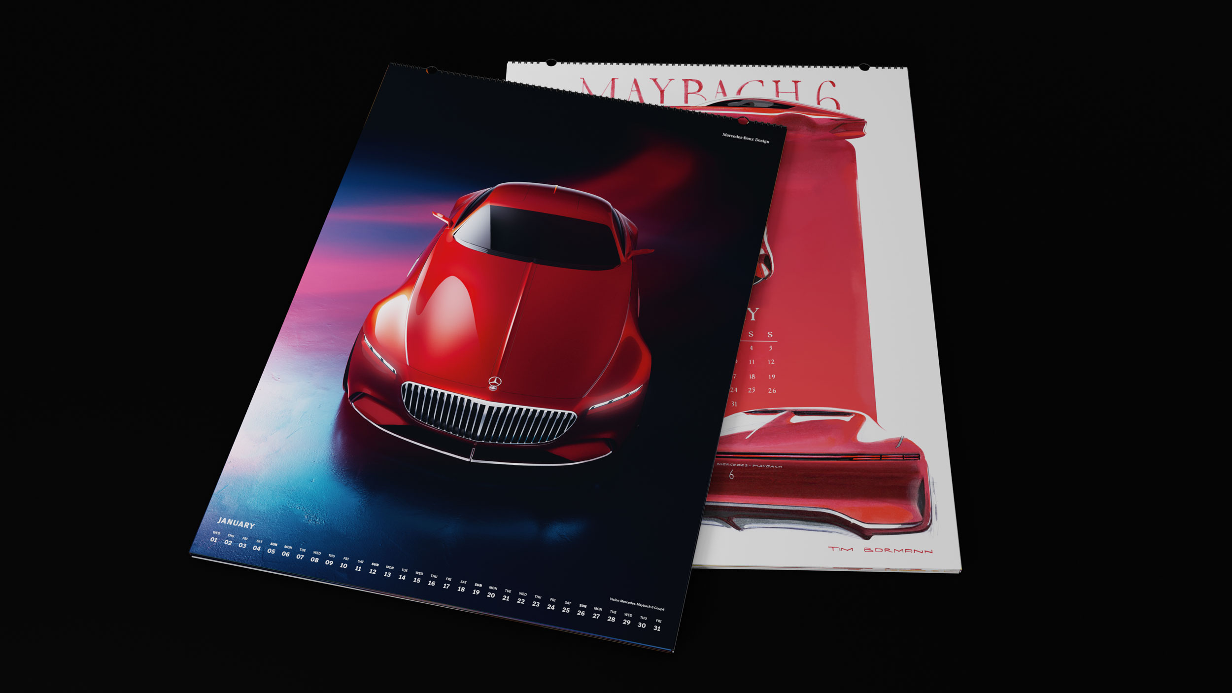 Erleben Sie das ultimative Luxusgefühl mit dem Mercedes Benz Kalender Wandkalender 2025, der atemberaubende Bilder des ikonischen roten Maybach 6 zeigt. Perfekt für Autoliebhaber und Sammler.